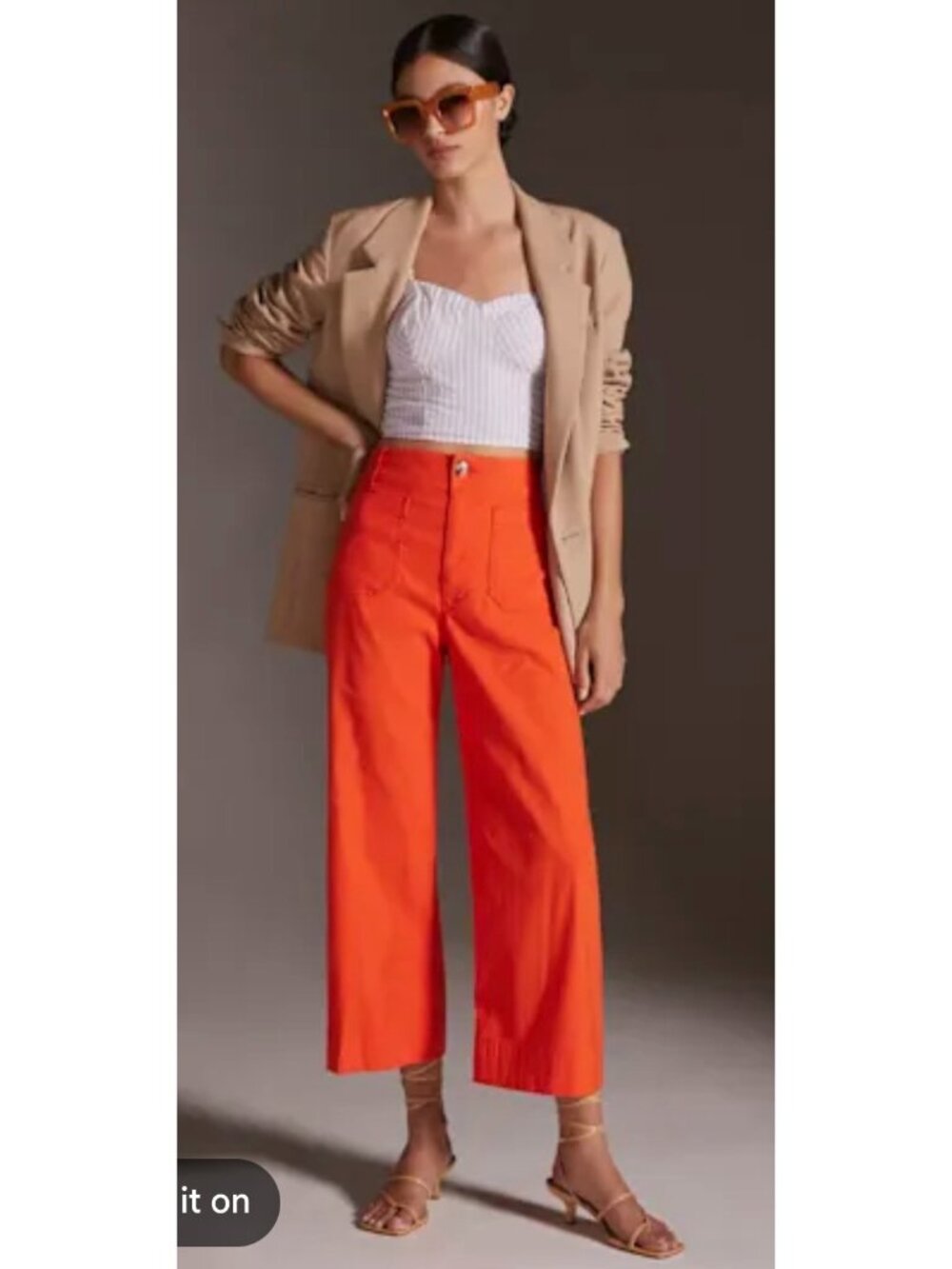 Anthropologie The Colette Wide Leg Pants womens 33 Orange High Rise Flare Casual
